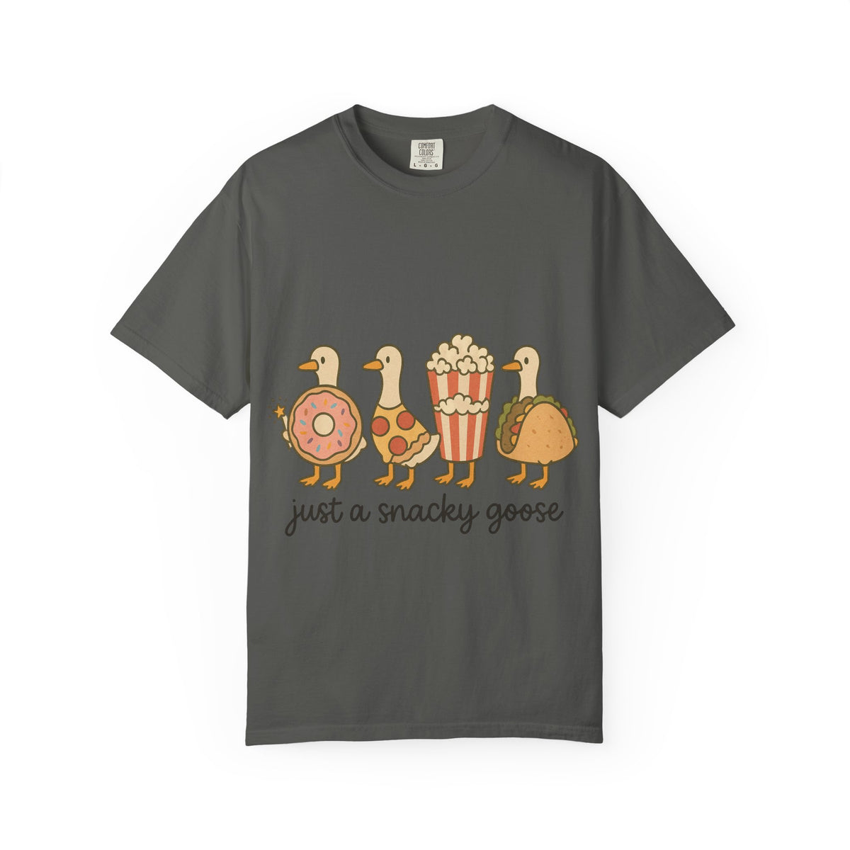 Snacky Goose T-shirt, Cute Animal Apparel, Funny Foodie Tee, Gift for Pet Lovers, Casual Wear, Quirky Shirt for All Occasions