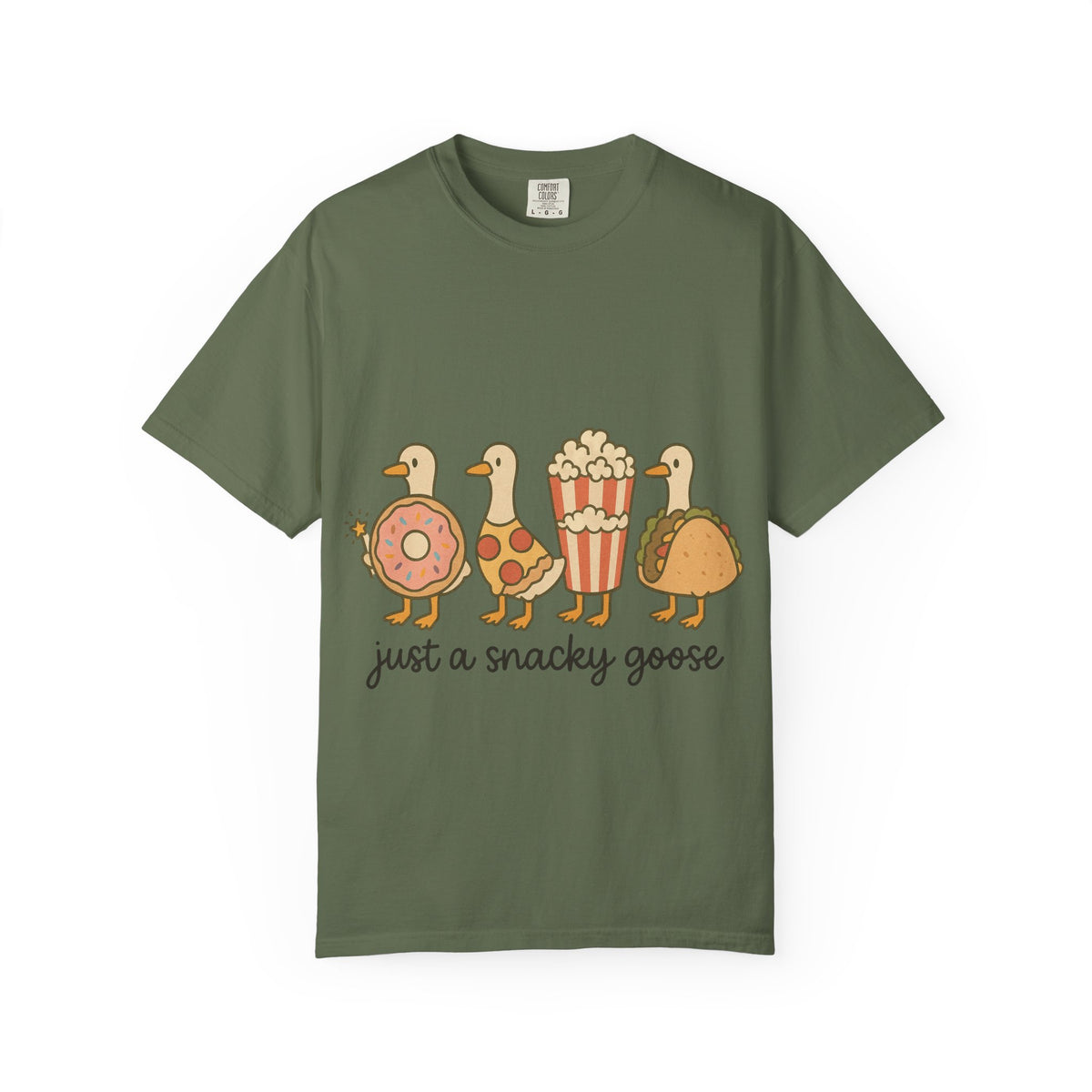 Snacky Goose T-shirt, Cute Animal Apparel, Funny Foodie Tee, Gift for Pet Lovers, Casual Wear, Quirky Shirt for All Occasions