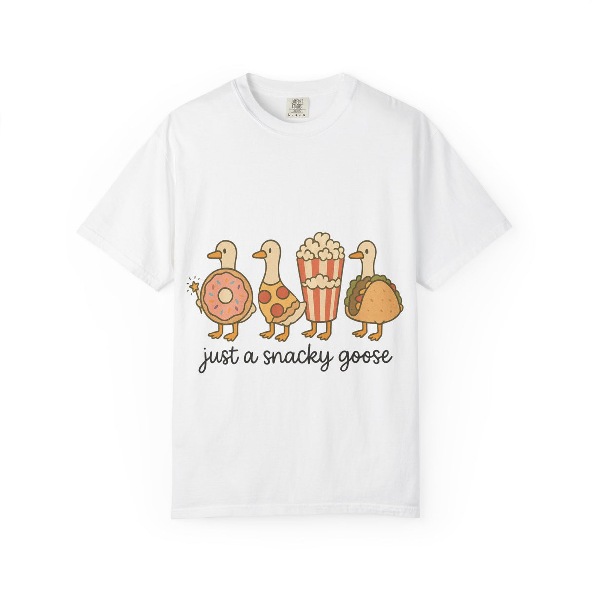 Snacky Goose T-shirt, Cute Animal Apparel, Funny Foodie Tee, Gift for Pet Lovers, Casual Wear, Quirky Shirt for All Occasions