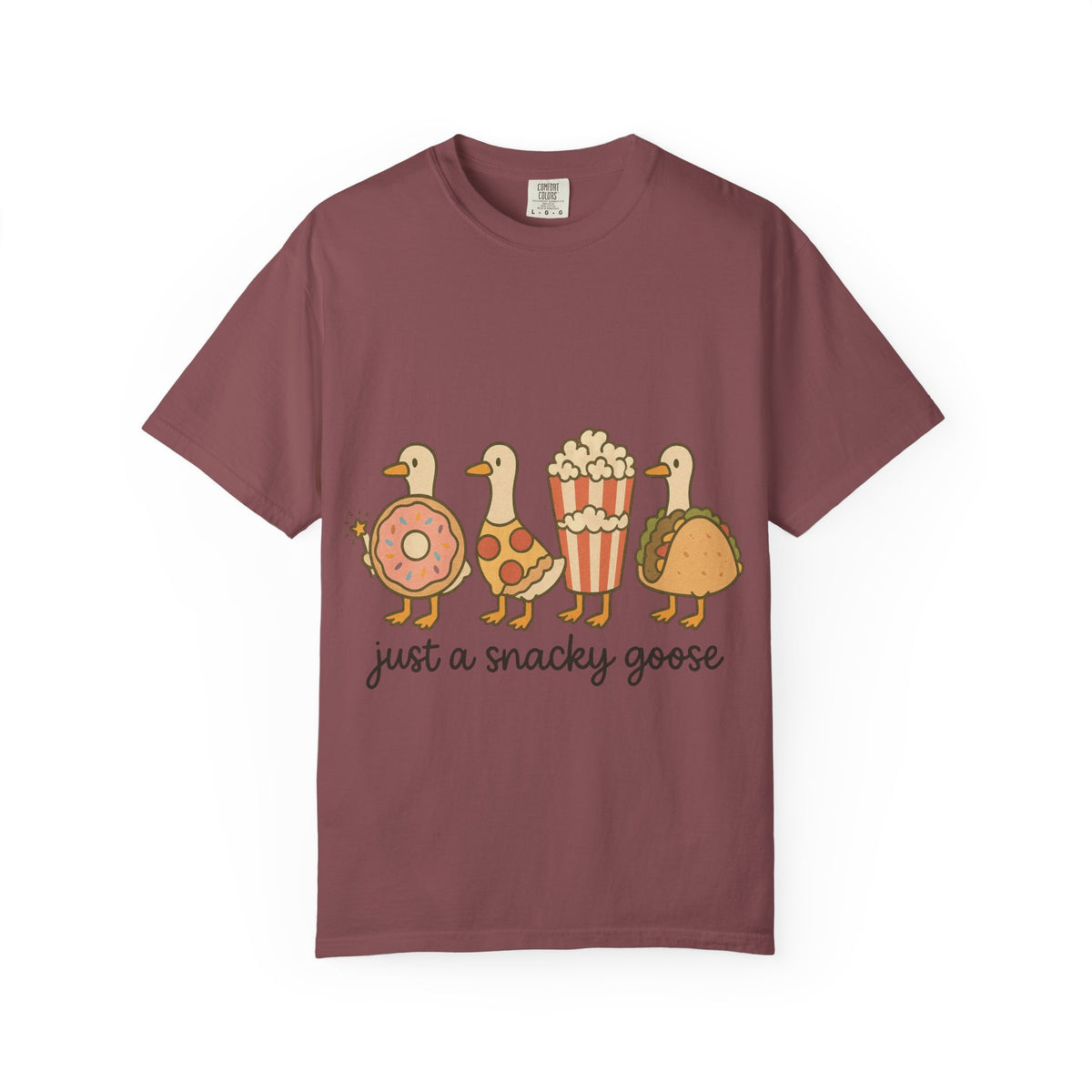 Snacky Goose T-shirt, Cute Animal Apparel, Funny Foodie Tee, Gift for Pet Lovers, Casual Wear, Quirky Shirt for All Occasions